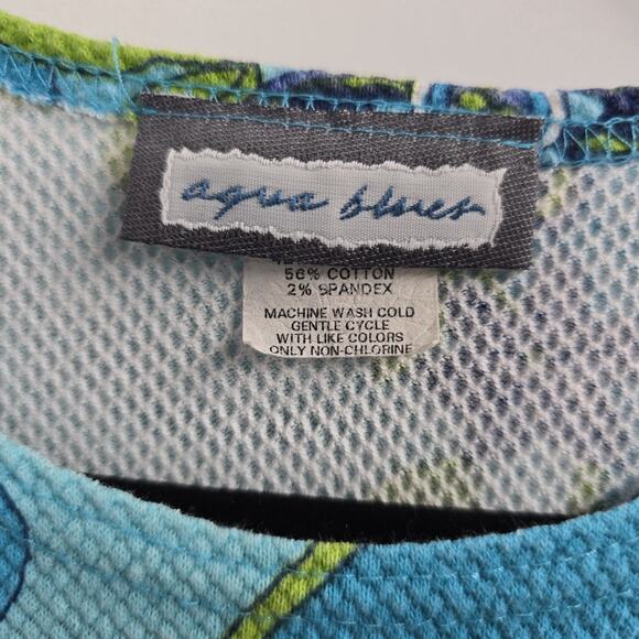 Agua Blues Floral Dress Women's Large Sleeveless Fitted - Picture 3 of 8